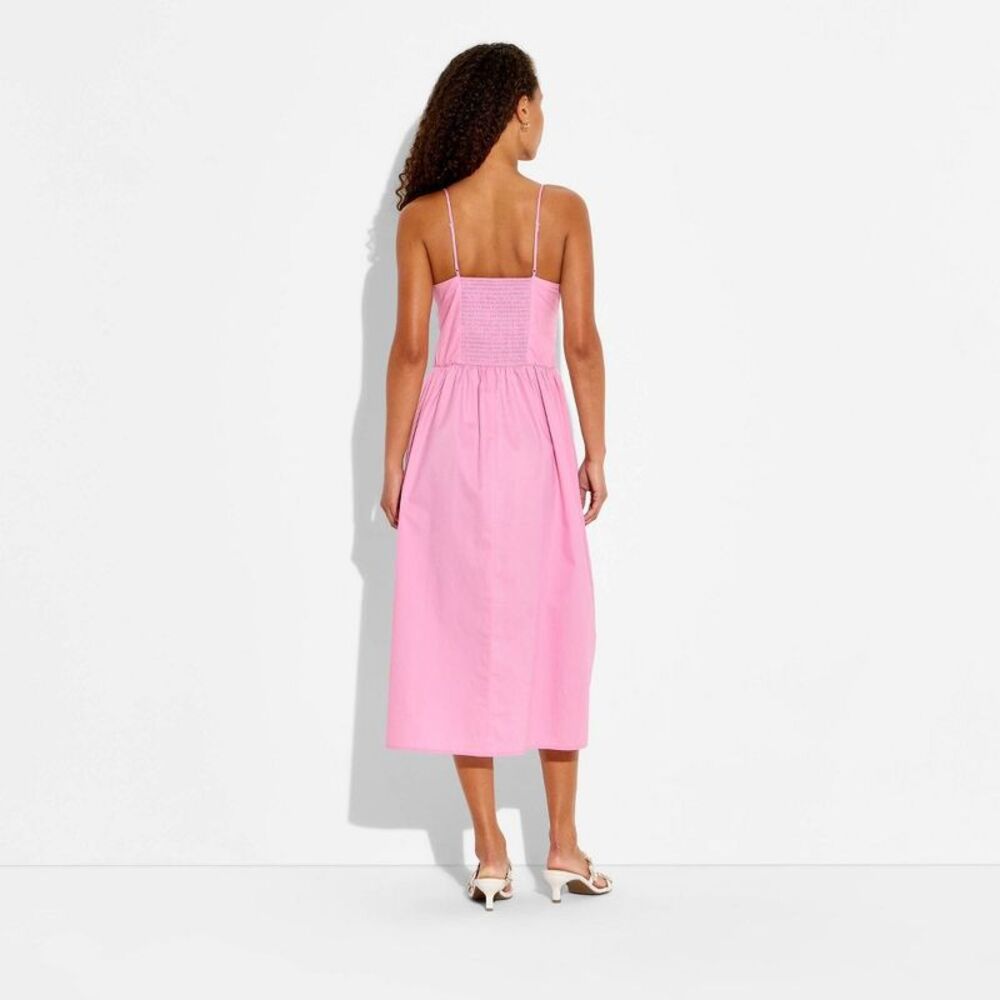 Women's Keyhole Poplin Midi Dress - Wild Fable Pink XL - Picture 3 of 3